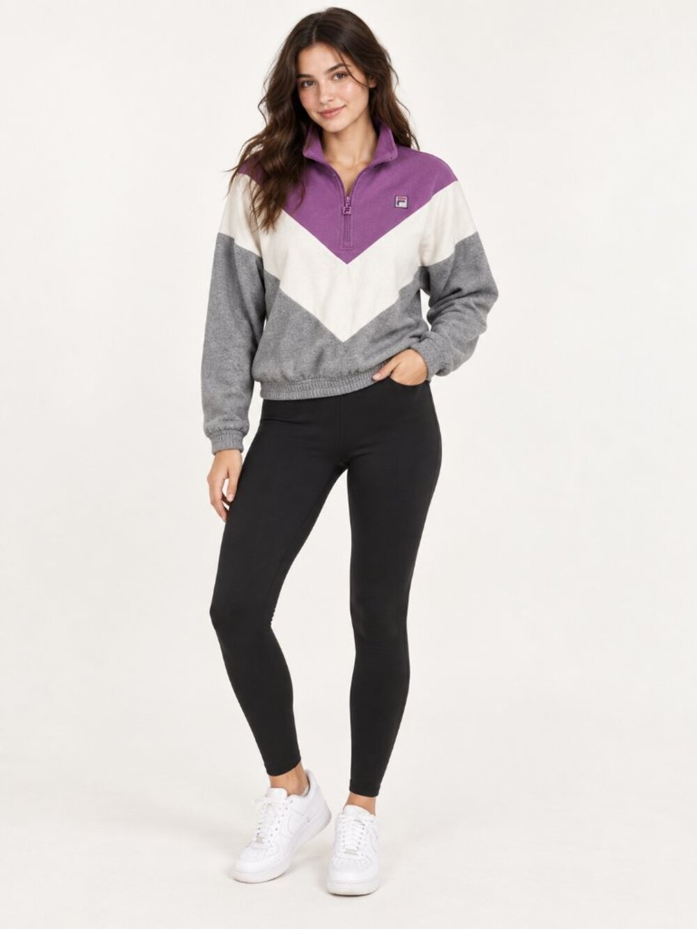 2/$30 Fila Purple White Gray Chevron Quarter-Zip Pullover
